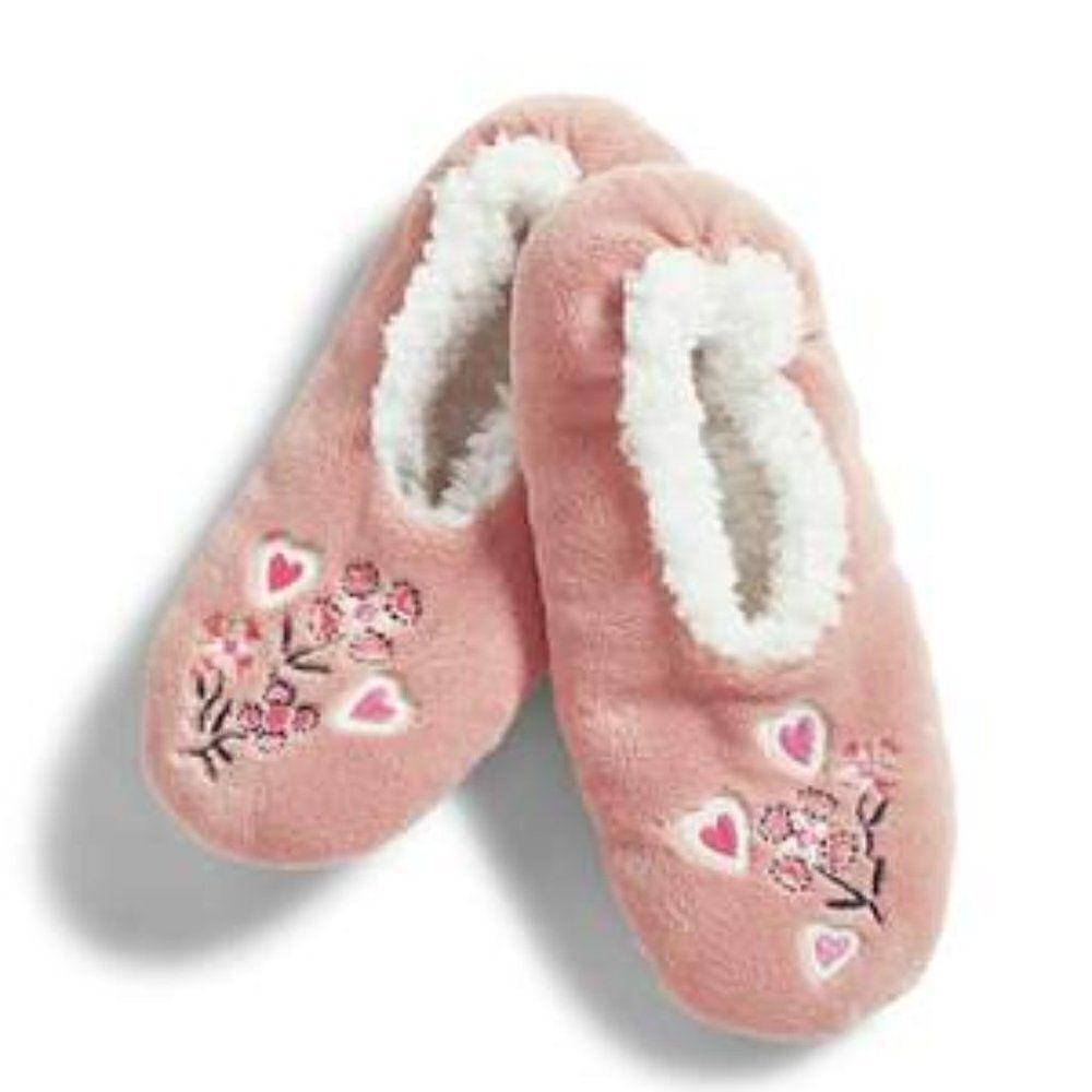 🆕NWT Cozy Life Slippers in Fleece - Sweethearts and Flowers / Small